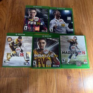 Xbox One Sport Game Bundle FIFA 14 NHL 15 NBA Live 14 Madden 15 (Lot of 5)